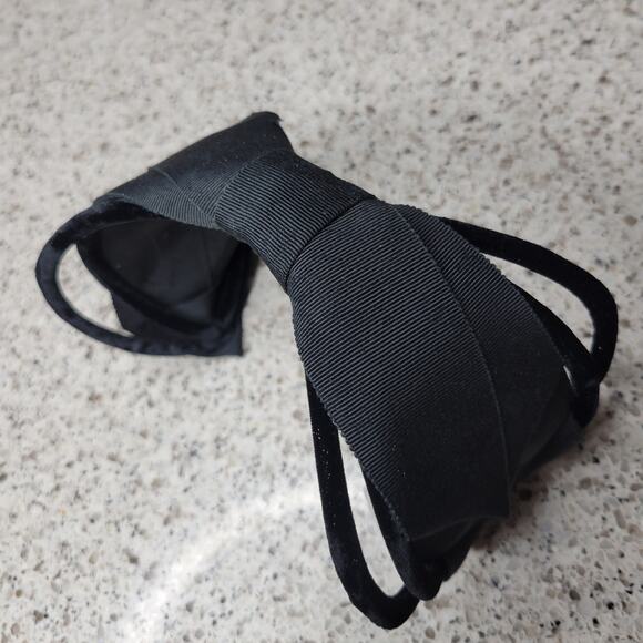 VTG MCM Wired Velvet Bow Headband Formal Crown Hat Headpiece 50s 60s Elegant - Picture 3 of 14